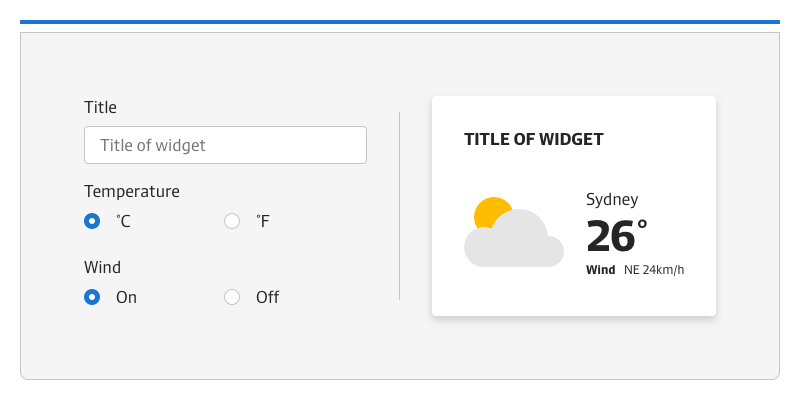 Weather widget editor and example